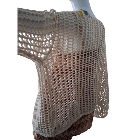 Bibi Crochet Women's Size XL Open Knit Beachy Grungecore Western Boho Cardigan - Picture 2 of 9